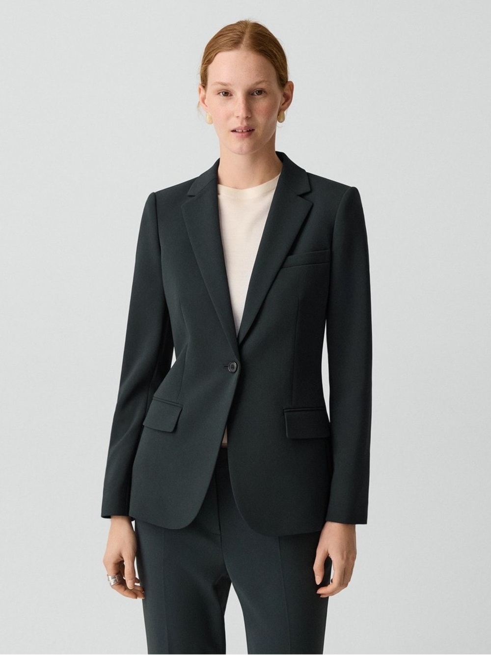 NWT Theory Staple Blazer in Admiral Crepe Rich Green Size 2